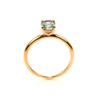 1.56 Ct. Bluish Green Sapphire and Natural Diamond Pave Ring, 18K Rose Gold Image