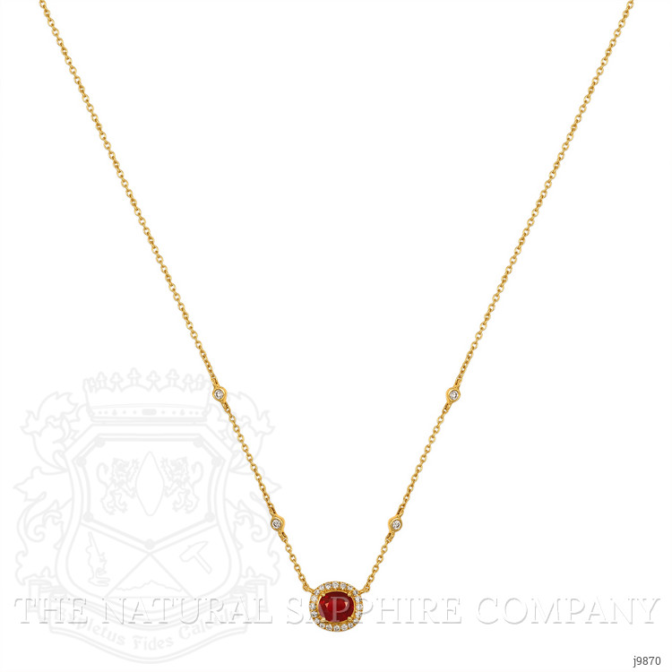 0.83 Ct. Ruby and Natural Diamond Pave Pendant, 18K Yellow Gold