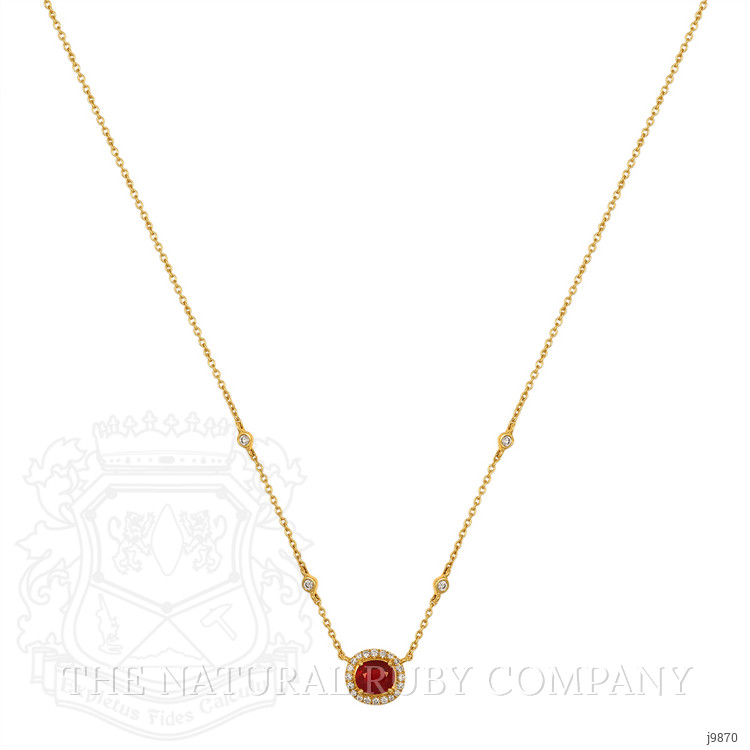 0.83 Ct. Ruby and Natural Diamond Pave Pendant, 18K Yellow Gold