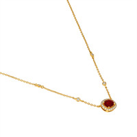 0.83 Ct. Ruby and Natural Diamond Pave Pendant, 18K Yellow Gold Image