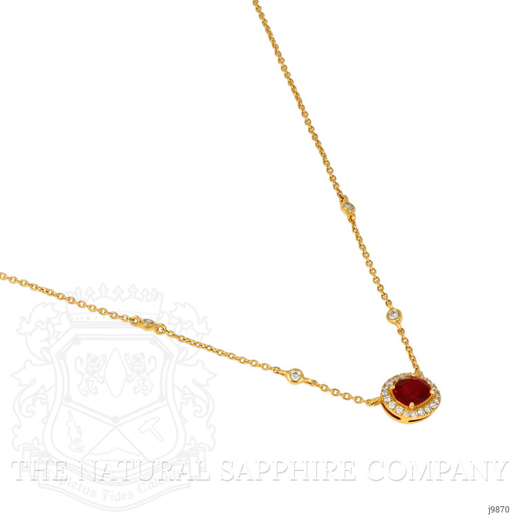 0.83 Ct. Ruby and Natural Diamond Pave Pendant, 18K Yellow Gold