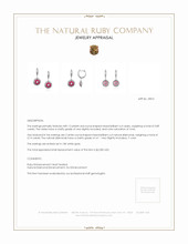 0.89 Ct.Tw.Total Carat Weight Pinkish Red Ruby and Natural Diamond Pave Earrings, 18K White Gold Appraisal