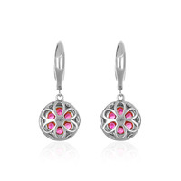 0.89 Ct.Tw.Total Carat Weight Ruby and Diamond Pave Earrings, 18K White Gold Image
