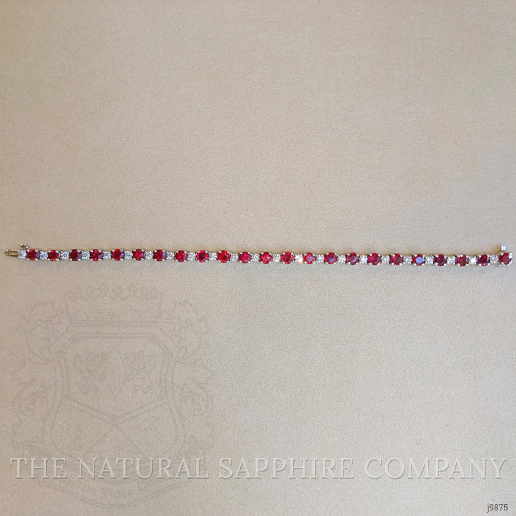 8.00 Ct.Tw. Ruby Natural Diamond Tennis/Line Bracelet, 14K White Gold