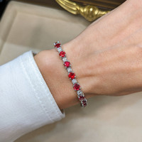 8.00 Ct.Tw. Ruby Natural Diamond Tennis/Line Bracelet, 14K White Gold Image