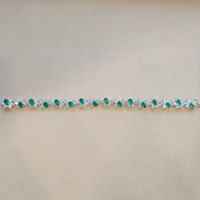 6.57 Ct.Tw. Emerald Natural Diamond Antique Style Bracelet, 18K White Gold Image