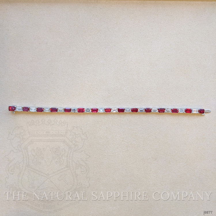 8.35 Ct.Tw. Ruby Natural Diamond Tennis/Line Bracelet, 18K White Gold