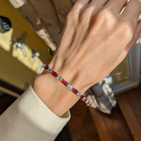 8.35 Ct.Tw. Ruby Natural Diamond Tennis/Line Bracelet, 18K White Gold Life Style