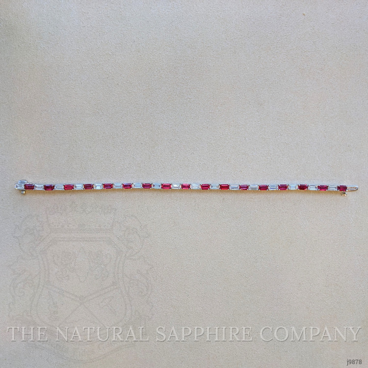 4.30 Ct.Tw. Ruby Natural Diamond Tennis/Line Bracelet, 18K White Gold