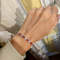 4.30 Ct.Tw. Ruby Natural Diamond Tennis/Line Bracelet, 18K White Gold Life Style