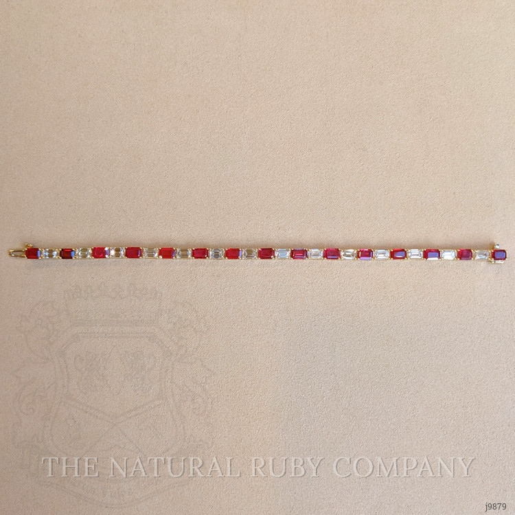 Ruby Bracelet - Emerald Cut 8.19 Ct. - 18K Yellow Gold #J9879 | The ...