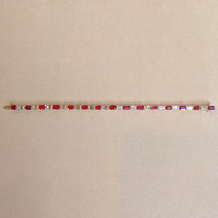 8.19 Ct.Tw. Ruby Natural Diamond Tennis/Line Bracelet, 18K Yellow Gold Image