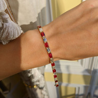 8.19 Ct.Tw. Ruby Natural Diamond Tennis/Line Bracelet, 18K Yellow Gold Image