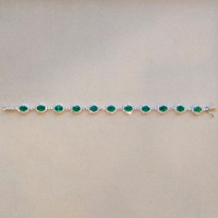 7.47 Ct.Tw. Emerald Natural Diamond Pave Bracelet, 14K White Gold Image