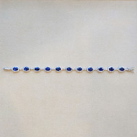 10.47 Ct.Tw. Blue Sapphire and Natural Diamond Tennis/Line Bracelet, 14K White Gold Image