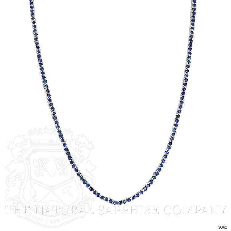 4.23 Ct. Blue Sapphire Tennis/Riviere Necklace, 14K White Gold