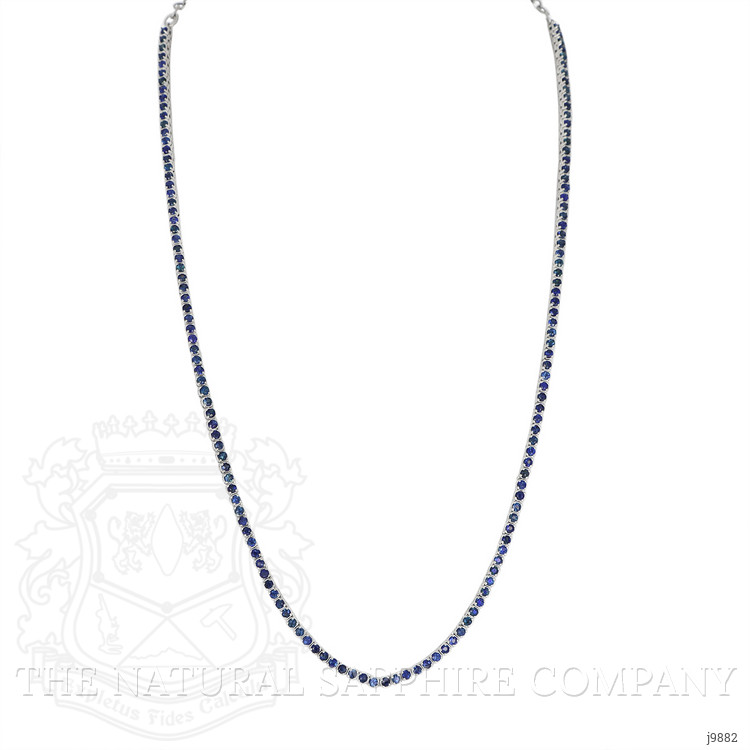4.23 Ct. Blue Sapphire Tennis/Riviere Necklace, 14K White Gold