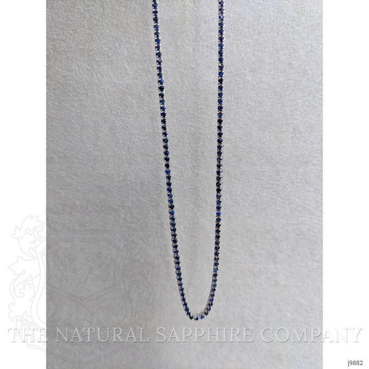 4.23 Ct. Blue Sapphire Tennis/Riviere Necklace, 14K White Gold