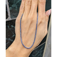 4.23 Ct. Blue Sapphire Tennis/Riviere Necklace, 14K White Gold Life Style
