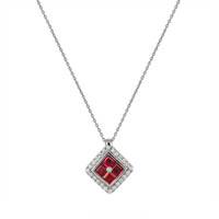 1.09 Ct. Ruby Natural Diamond Pave Pendant, 14K White Gold Video