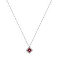 1.09 Ct. Ruby Natural Diamond Pave Pendant, 14K White Gold Image