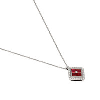 1.09 Ct. Ruby Natural Diamond Pave Pendant, 14K White Gold Image