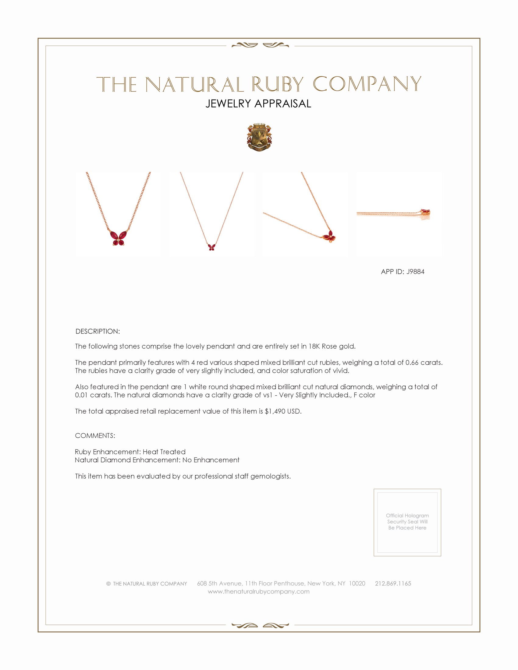 0.66 Ct. Ruby and Natural Diamond Halo Pendant, 18K Rose Gold