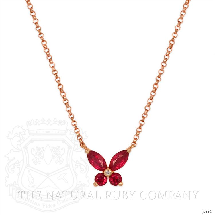 0.66 Ct. Ruby and Natural Diamond Halo Pendant, 18K Rose Gold