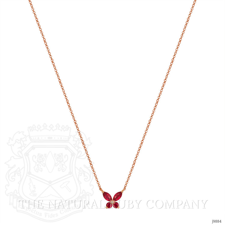 0.66 Ct. Ruby and Natural Diamond Halo Pendant, 18K Rose Gold