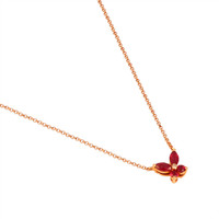 0.66 Ct. Ruby and Natural Diamond Halo Pendant, 18K Rose Gold Image