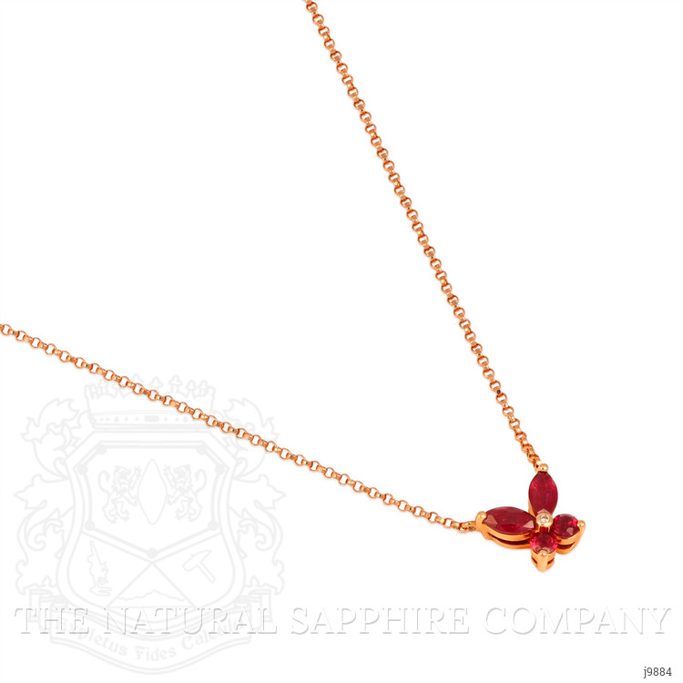 0.66 Ct. Ruby and Natural Diamond Halo Pendant, 18K Rose Gold