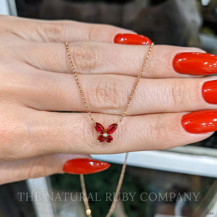 0.66 Ct. Ruby and Natural Diamond Halo Pendant, 18K Rose Gold