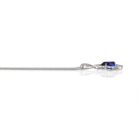 2.90 Ct. Blue Sapphire and Natural Diamond Pave Pendant, 18K White Gold Image