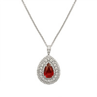 3.08 Ct. Ruby Natural Diamond Pave Pendant, 18K White Gold Video