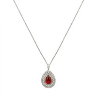 3.08 Ct. Ruby Natural Diamond Pave Pendant, 18K White Gold Image