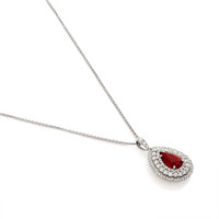 3.08 Ct. Ruby Natural Diamond Pave Pendant, 18K White Gold Image