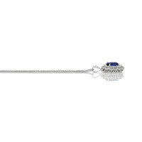 3.02 Ct. Blue Sapphire and Natural Diamond Pave Pendant, 18K White Gold Image