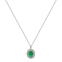 2.77 Ct. Emerald Natural Diamond Pave Pendant, 18K White Gold Image