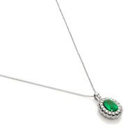 2.77 Ct. Emerald Natural Diamond Pave Pendant, 18K White Gold Image