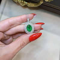 2.77 Ct. Emerald Natural Diamond Pave Pendant, 18K White Gold Life Style