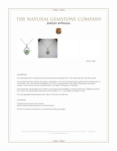 3.73 Ct. Green Garnet and Natural Diamond Pave Pendant, 18K White & Yellow Appraisal
