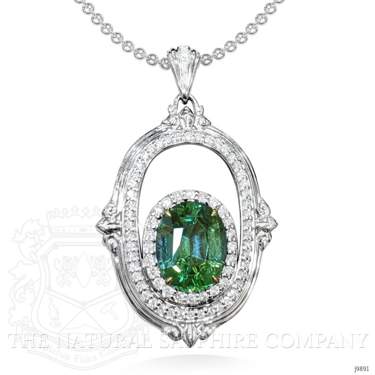 3.73 Ct. Garnet Natural Diamond Pave Pendant, 18K White & Yellow