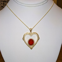 3.87 Ct. Opal Natural Diamond Pave Pendant, 18K Yellow Gold Image