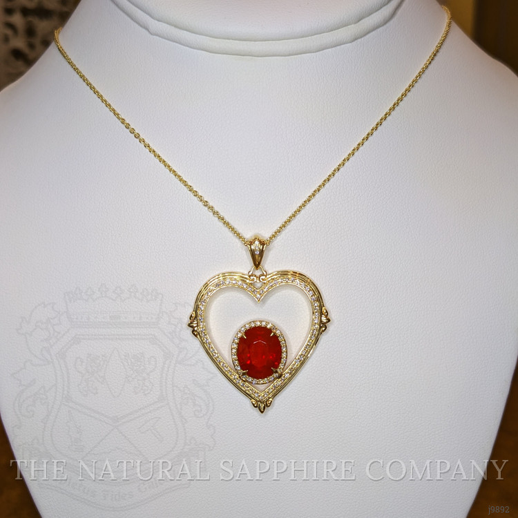 3.87 Ct. Opal Natural Diamond Pave Pendant, 18K Yellow Gold