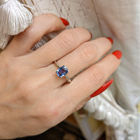 1.14 Ct. Blue Sapphire Solitaire Ring, Platinum 950 Life Style