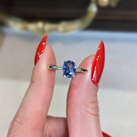 1.14 Ct. Blue Sapphire Solitaire Ring, Platinum 950 Life Style