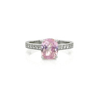3.04 Ct. Pink Sapphire and Natural Diamond Pave Ring, Platinum 950 Video