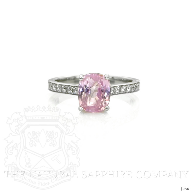3.04 Ct. Pink Sapphire and Natural Diamond Pave Ring, Platinum 950