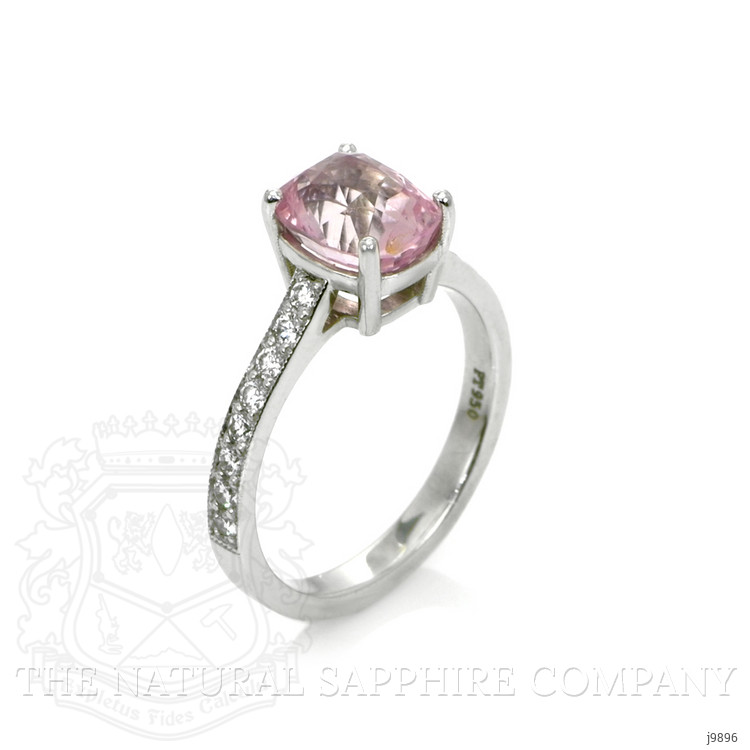 3.04 Ct. Pink Sapphire and Natural Diamond Pave Ring, Platinum 950