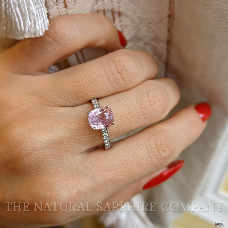 3.04 Ct. Pink Sapphire and Natural Diamond Pave Ring, Platinum 950
